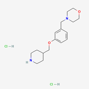 molecular formula C17H28Cl2N2O2 B8229770 4-[[3-(Piperidin-4-ylmethoxy)phenyl]methyl]morpholine;dihydrochloride 