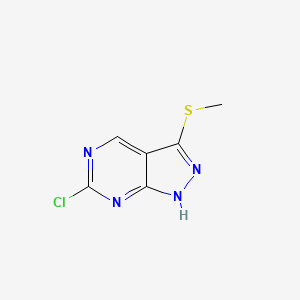 molecular formula C6H5ClN4S B8229916 6-Chloro-(3-methylthio)-1H-pyrazolo[3,4-d]pyrimidine 