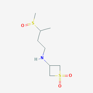 molecular formula C8H17NO3S2 B8229979 3-((3-(Methylsulfinyl)butyl)amino)thietane 1,1-dioxide 