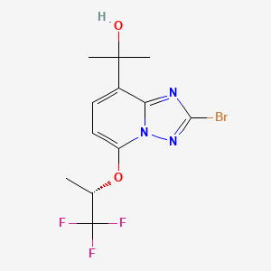 molecular formula C12H13BrF3N3O2 B8230052 2-(2-bromo-5-{[(2S)-1,1,1-trifluoropropan-2-yl]oxy}-[1,2,4]triazolo[1,5-a]pyridin-8-yl)propan-2-ol 