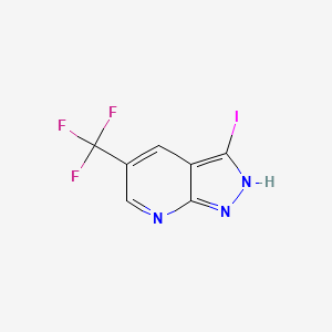 molecular formula C7H3F3IN3 B8230102 3-iodo-5-(trifluoromethyl)-1H-pyrazolo[3,4-b]pyridine CAS No. 1638765-34-0