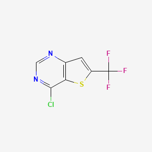 molecular formula C7H2ClF3N2S B8230188 4-Chloro-6-(trifluoromethyl)thieno[3,2-d]pyrimidine 