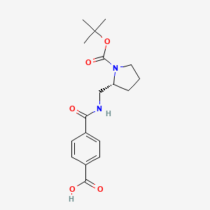 molecular formula C18H24N2O5 B8230473 4-[[(2R)-1-[(2-methylpropan-2-yl)oxycarbonyl]pyrrolidin-2-yl]methylcarbamoyl]benzoic acid 