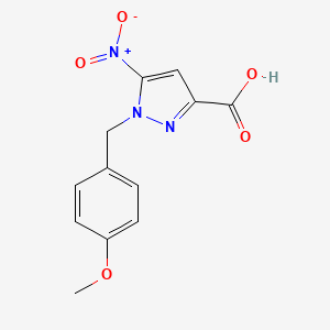 molecular formula C12H11N3O5 B8230505 1-[(4-Methoxyphenyl)methyl]-5-nitropyrazole-3-carboxylic acid 