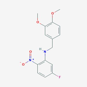 molecular formula C15H15FN2O4 B8230529 N-[(3,4-dimethoxyphenyl)methyl]-5-fluoro-2-nitroaniline 
