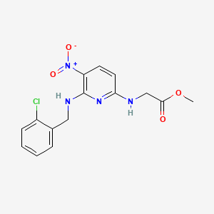 molecular formula C15H15ClN4O4 B8230530 Methyl 2-[[6-[(2-chlorophenyl)methylamino]-5-nitropyridin-2-yl]amino]acetate 