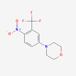 molecular formula C11H11F3N2O3 B8230646 Morpholine, 4-[4-nitro-3-(trifluoromethyl)phenyl]- 