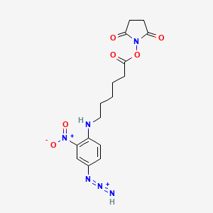 molecular formula C16H19N6O6+ B8231051 [4-[[6-(2,5-Dioxopyrrolidin-1-yl)oxy-6-oxohexyl]amino]-3-nitrophenyl]imino-iminoazanium 