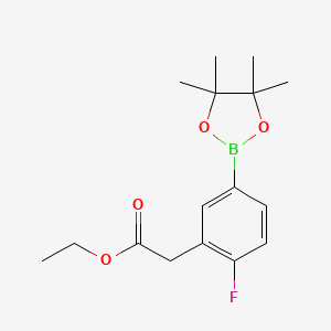 molecular formula C16H22BFO4 B8231360 Ethyl 2-(2-fluoro-5-(4,4,5,5-tetramethyl-1,3,2-dioxaborolan-2-yl)phenyl)acetate CAS No. 1198615-89-2