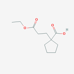 molecular formula C11H18O4 B8231388 1-[2-(Ethoxycarbonyl)ethyl]cyclopentanecarboxylic acid 