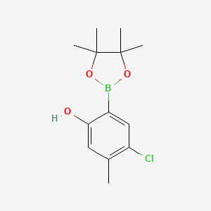 molecular formula C13H18BClO3 B8231410 4-Chloro-5-methyl-2-(4,4,5,5-tetramethyl-1,3,2-dioxaborolan-2-yl)phenol 