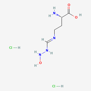 molecular formula C5H14Cl2N4O3 B8231465 Butanoic acid, 2-amino-4-[[(hydroxyamino)iminomethyl]amino]-, hydrochloride (1:2), (2S)- 