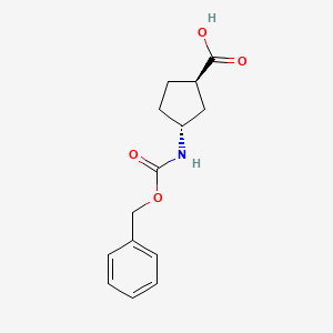 molecular formula C14H17NO4 B8231540 (1R,3R)-3-(phenylmethoxycarbonylamino)cyclopentane-1-carboxylic acid 