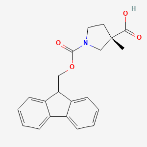 molecular formula C21H21NO4 B8231613 (3S)-1-(9H-fluoren-9-ylmethoxycarbonyl)-3-methylpyrrolidine-3-carboxylic acid 