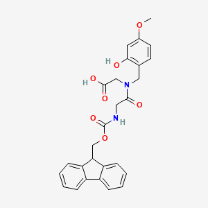 molecular formula C27H26N2O7 B8231661 2-[[2-(9H-fluoren-9-ylmethoxycarbonylamino)acetyl]-[(2-hydroxy-4-methoxyphenyl)methyl]amino]acetic acid 