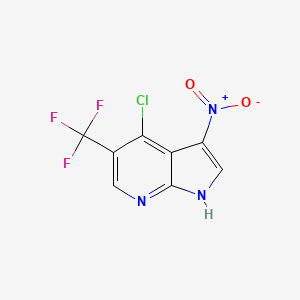 molecular formula C8H3ClF3N3O2 B8231678 4-chloro-3-nitro-5-(trifluoromethyl)-1H-pyrrolo[2,3-b]pyridine 
