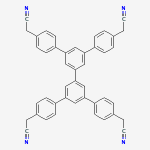 molecular formula C44H30N4 B8231776 2-[4-[3-[3,5-bis[4-(cyanomethyl)phenyl]phenyl]-5-[4-(cyanomethyl)phenyl]phenyl]phenyl]acetonitrile 