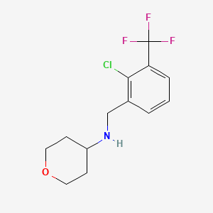 molecular formula C13H15ClF3NO B8231818 N-(2-Chloro-3-(trifluoromethyl)benzyl)tetrahydro-2H-pyran-4-amine 