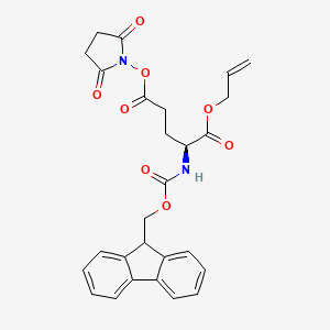 molecular formula C27H26N2O8 B8231819 (S)-1-Allyl 5-(2,5-dioxopyrrolidin-1-yl) 2-((((9H-fluoren-9-yl)methoxy)carbonyl)amino)pentanedioate 