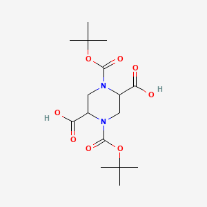 molecular formula C16H26N2O8 B8231992 1,4-Bis[(2-methylpropan-2-yl)oxycarbonyl]piperazine-2,5-dicarboxylic acid 