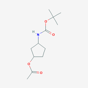 molecular formula C12H21NO4 B8232099 [3-[(2-Methylpropan-2-yl)oxycarbonylamino]cyclopentyl] acetate 