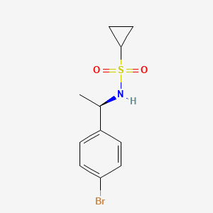 molecular formula C11H14BrNO2S B8232188 (R)-N-(1-(4-bromophenyl)ethyl)cyclopropanesulfonamide 