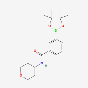 molecular formula C18H26BNO4 B8232200 N-(Tetrahydro-2H-pyran-4-yl)-3-(4,4,5,5-tetramethyl-1,3,2-dioxaborolan-2-yl)benzamide 