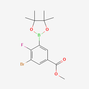 molecular formula C14H17BBrFO4 B8232360 Methyl 3-bromo-4-fluoro-5-(4,4,5,5-tetramethyl-1,3,2-dioxaborolan-2-yl)benzoate 