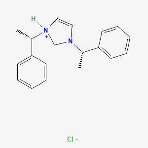 molecular formula C19H23ClN2 B8232409 1H-Imidazolium, 1,3-bis[(1S)-1-phenylethyl]-, chloride CAS No. 186354-60-9