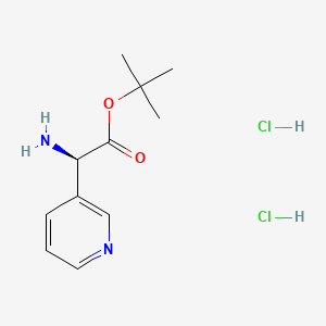 molecular formula C11H18Cl2N2O2 B8232584 tert-butyl (2R)-2-amino-2-pyridin-3-ylacetate;dihydrochloride 