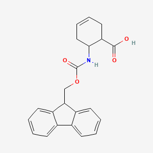 molecular formula C22H21NO4 B8232784 6-((((9H-Fluoren-9-yl)methoxy)carbonyl)amino)cyclohex-3-ene-1-carboxylic acid 