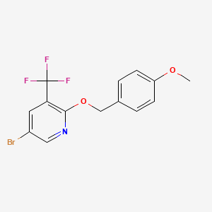molecular formula C14H11BrF3NO2 B8232853 5-溴-2-((4-甲氧基苄基)氧基)-3-(三氟甲基)吡啶 