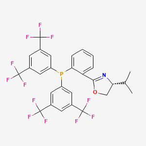 molecular formula C28H20F12NOP B8232894 (R)-2-(2-(Bis(3,5-bis(trifluoromethyl)phenyl)phosphino)phenyl)-4-isopropyl-4,5-dihydrooxazole 
