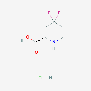 molecular formula C6H10ClF2NO2 B8232898 (2S)-4,4-Difluoropiperidine-2-carboxylic acid HCl 