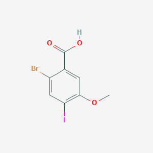 molecular formula C8H6BrIO3 B8232926 2-Bromo-4-iodo-5-methoxybenzoic acid 