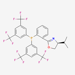 molecular formula C28H20F12NOP B8232940 (S)-2-(2-(Bis(3,5-bis(trifluoromethyl)phenyl)phosphanyl)phenyl)-4-isopropyl-4,5-dihydrooxazole 