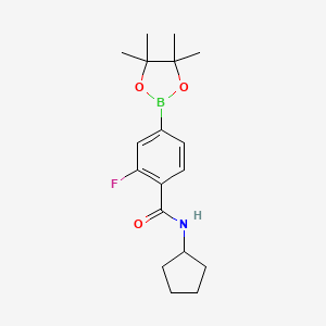 molecular formula C18H25BFNO3 B8233031 N-Cyclopentyl-2-fluoro-4-(4,4,5,5-tetramethyl-1,3,2-dioxaborolan-2-yl)benzamide 