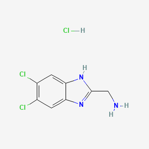 molecular formula C8H8Cl3N3 B8233043 (5,6-Dichloro-1H-benzo[d]imidazol-2-yl)methanamine hydrochloride 