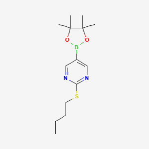 molecular formula C14H23BN2O2S B8233051 2-(Butylthio)-5-(4,4,5,5-tetramethyl-1,3,2-dioxaborolan-2-yl)pyrimidine 