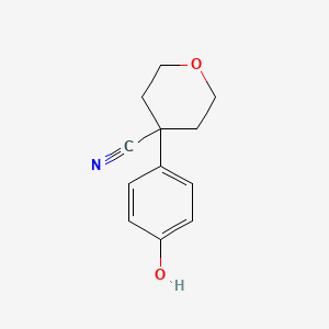 molecular formula C12H13NO2 B8233137 4-(4-Hydroxy-phenyl)-tetrahydro-pyran-4-carbonitrile 