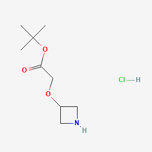 molecular formula C9H18ClNO3 B8233422 tert-Butyl 2-(azetidin-3-yloxy)acetate HCl 