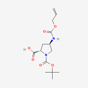 molecular formula C14H22N2O6 B8233453 (2S,4R)-1-[(2-methylpropan-2-yl)oxycarbonyl]-4-(prop-2-enoxycarbonylamino)pyrrolidine-2-carboxylic acid 