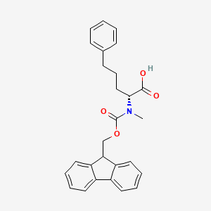 molecular formula C27H27NO4 B8233472 (2R)-2-[9H-fluoren-9-ylmethoxycarbonyl(methyl)amino]-5-phenylpentanoic acid 