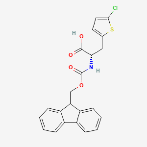 molecular formula C22H18ClNO4S B8233649 (2S)-3-(5-chlorothiophen-2-yl)-2-(9H-fluoren-9-ylmethoxycarbonylamino)propanoic acid 