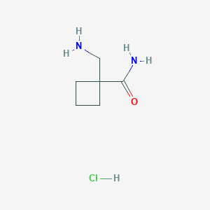 molecular formula C6H13ClN2O B8233768 1-(Aminomethyl)cyclobutanecarboxamide HCl 