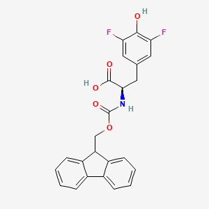 molecular formula C24H19F2NO5 B8233816 (2R)-3-(3,5-difluoro-4-hydroxyphenyl)-2-(9H-fluoren-9-ylmethoxycarbonylamino)propanoic acid 