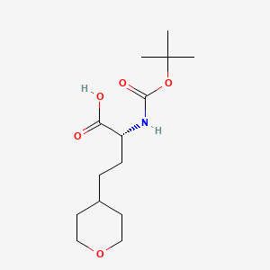 molecular formula C14H25NO5 B8233905 (2R)-2-[(2-methylpropan-2-yl)oxycarbonylamino]-4-(oxan-4-yl)butanoic acid 
