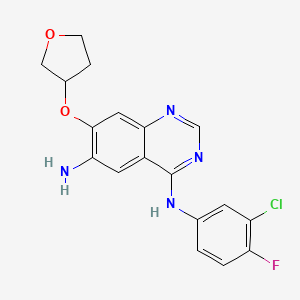 molecular formula C18H16ClFN4O2 B8233967 N4-(3-氯-4-氟苯基)-7-((四氢呋喃-3-基)氧基)喹唑啉-4,6-二胺 