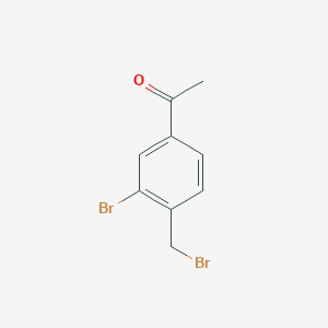molecular formula C9H8Br2O B8234005 1-(3-Bromo-4-(bromomethyl)phenyl)ethanone 