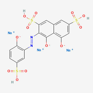 molecular formula C16H9N2Na3O12S3 B8234219 Trisodium;2-[(2-oxido-5-sulfophenyl)diazenyl]-3,6-disulfonaphthalene-1,8-diolate 